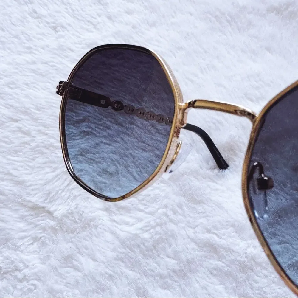 Phoebe Dark Blue Geometric Sunglasses